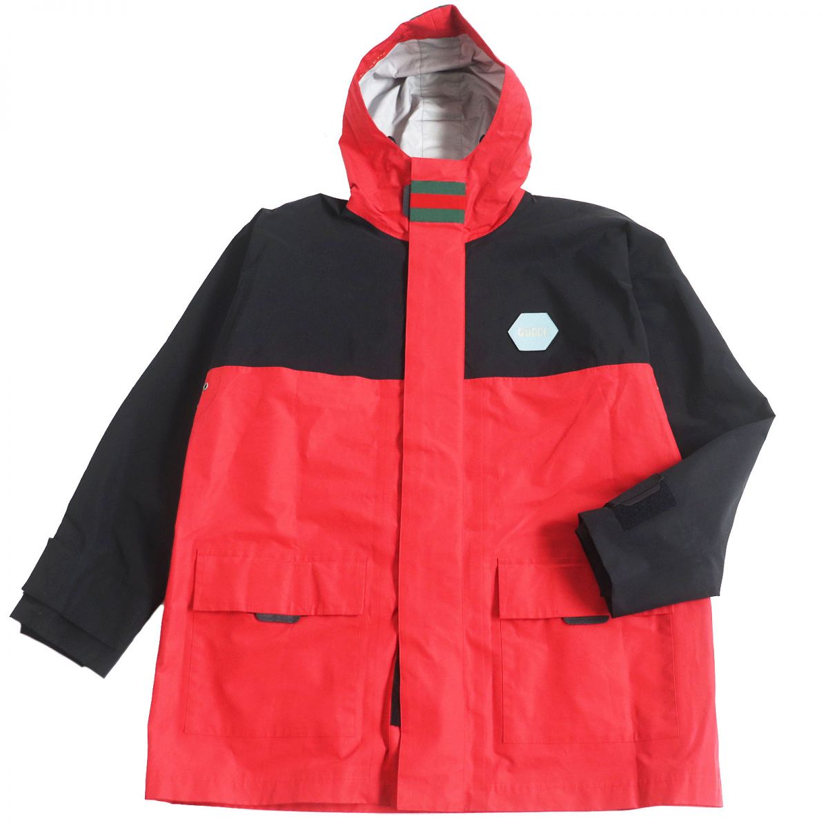 GUCCI Mountain Hoodie Main: 59% cotton, Main: 41% nylon, Part: 65% rayon, Part: 35% cotton, Filling: 100% polyester Red x black mens 48 Used