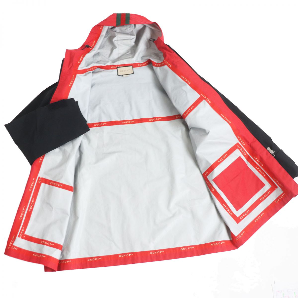GUCCI Mountain Hoodie Main: 59% cotton, Main: 41% nylon, Part: 65% rayon, Part: 35% cotton, Filling: 100% polyester Red x black mens 48 Used