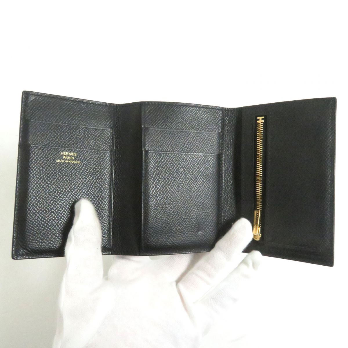 HERMES Tri-fold wallet Main�FEpsom black mens Used