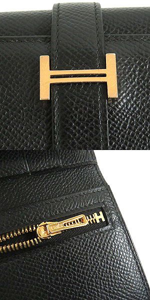 HERMES Tri-fold wallet Main�FEpsom black mens Used