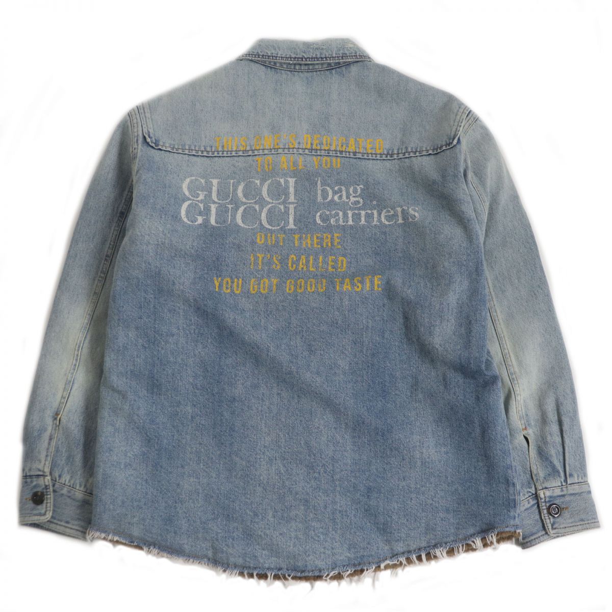 GUCCI Denim Jacket Main: 100% cotton, Part: 80% acrylic, Part: 20% polyester, Sleeve lining: 68% rayon, Sleeve lining: 32% silk Indigo blue mens 44 Used