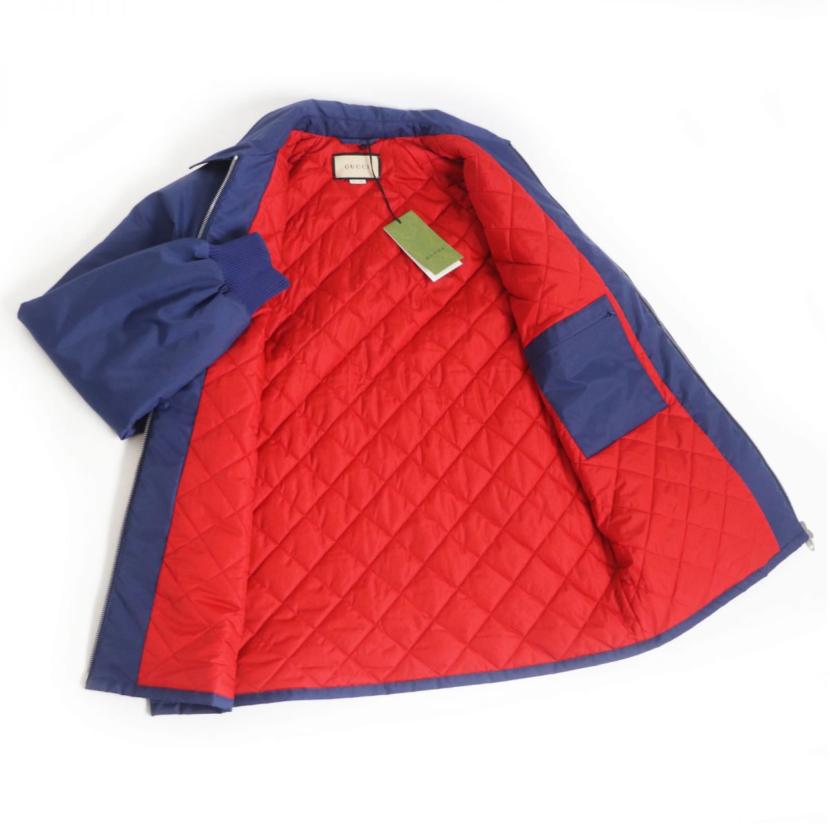 GUCCI Blouson Main: 100% nylon, Filling: 100% polyester, Part: 100% cotton, Part: 100% polyester Blue x red mens 44 Used