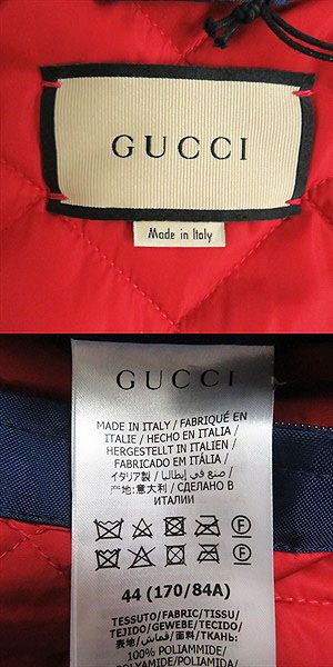GUCCI Blouson Main: 100% nylon, Filling: 100% polyester, Part: 100% cotton, Part: 100% polyester Blue x red mens 44 Used