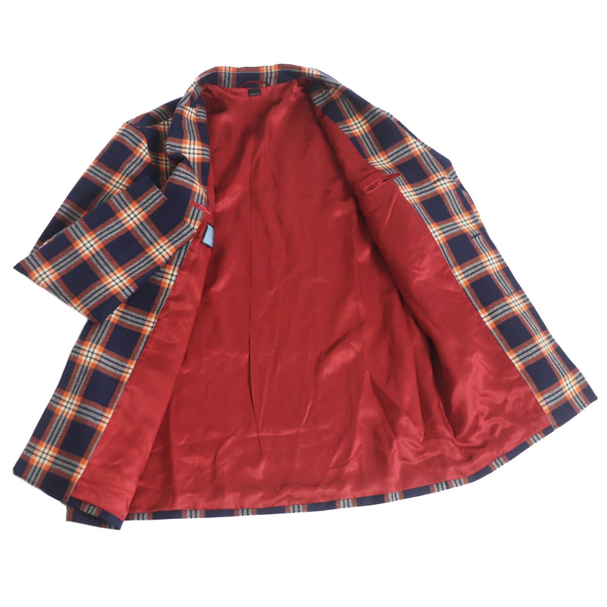 GUCCI Jacket Main: 100% cashmere, Lining: 100% rayon, Part: 100% polyester, Part: 90% polyester, Part: 6% rayon Navy x orange mens 46 Used