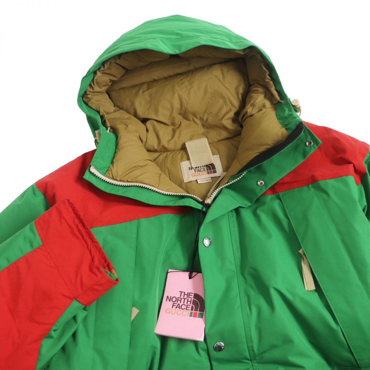GUCCI Down jacket Outer: 100% polyester, Part: Polyurethane, Outer: 73% nylon, Outer: 27% cotton, Lining: 100% nylon Green x red mens M Used