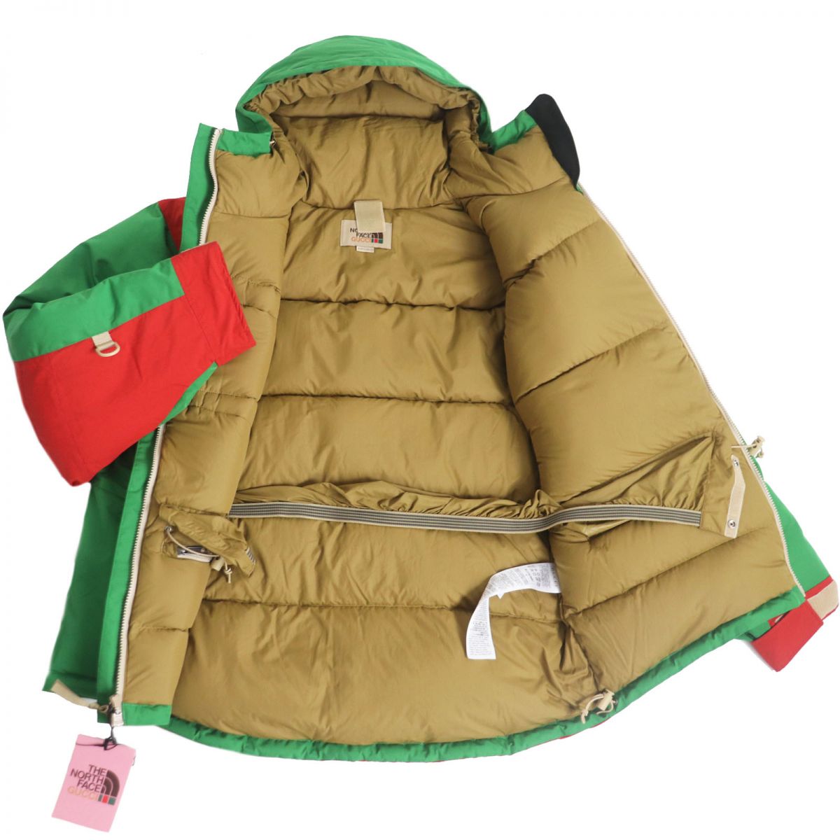 GUCCI Down jacket Outer: 100% polyester, Part: Polyurethane, Outer: 73% nylon, Outer: 27% cotton, Lining: 100% nylon Green x red mens M Used