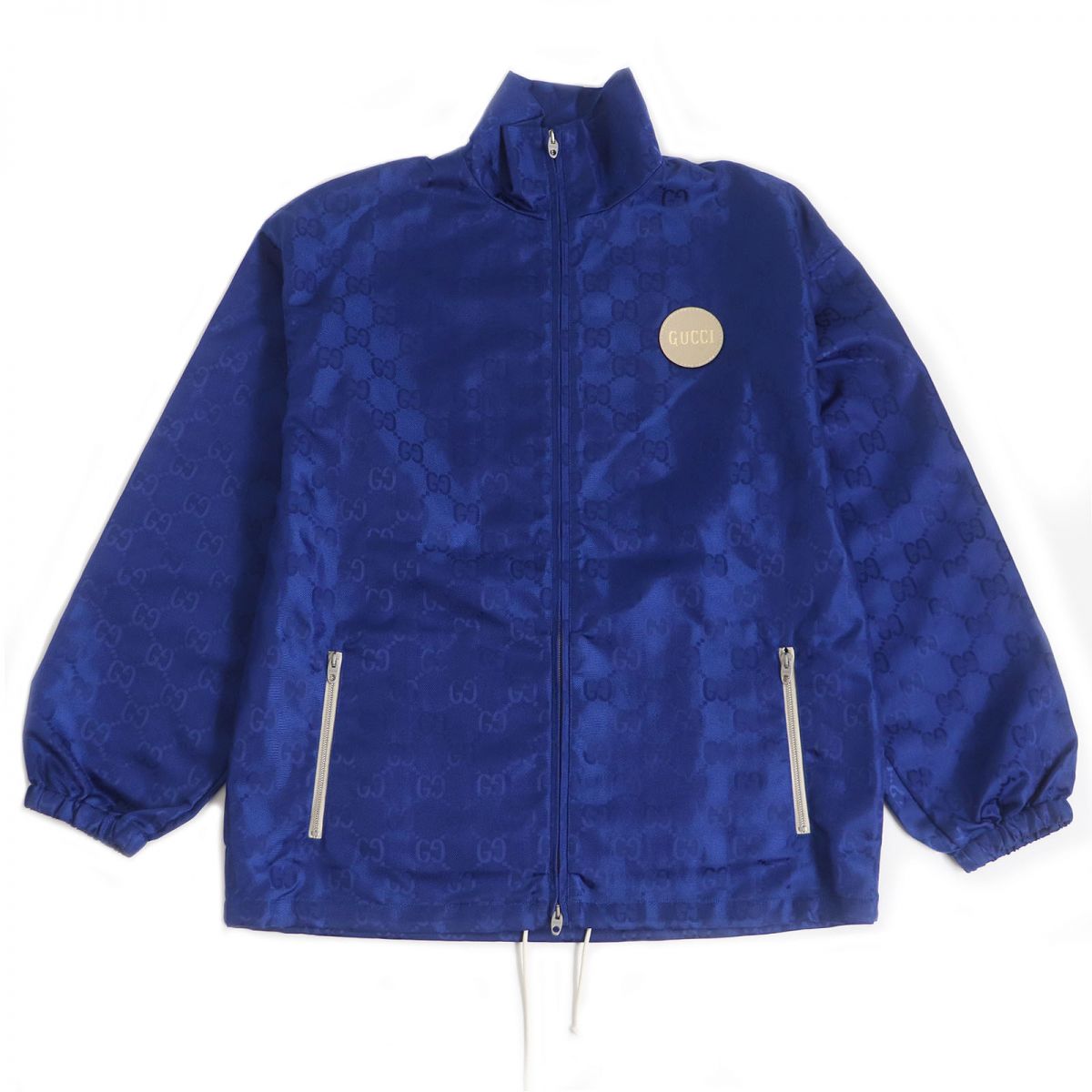 GUCCI Track jacket Main: 100% nylon, Part: 100% leather blue mens 44 Used