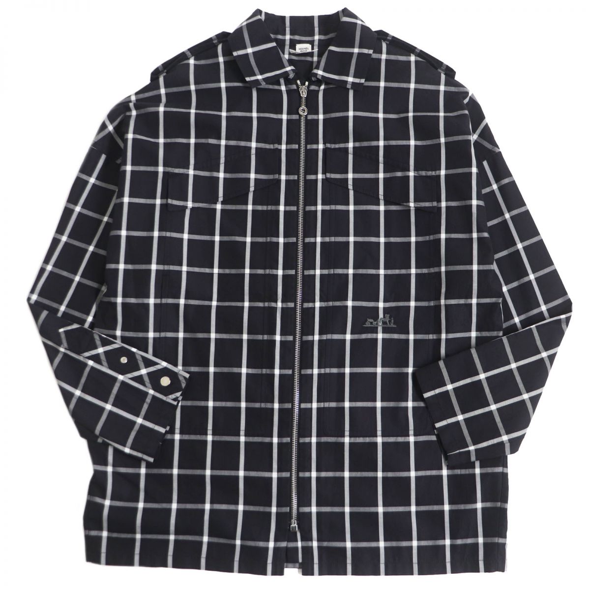 HERMES Blouson Main: 100% cotton, Part: 100% polyester black mens 36 Used
