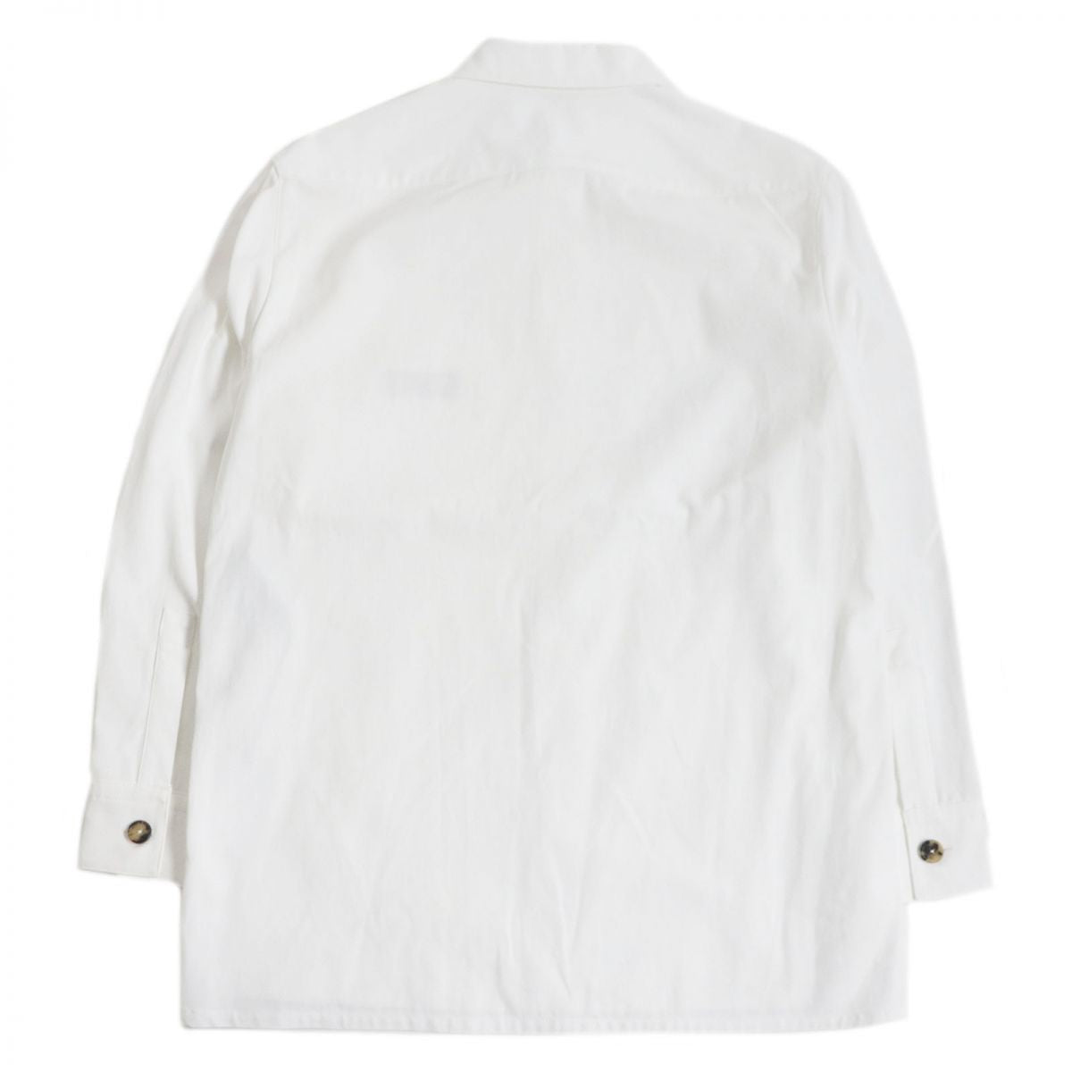 HERMES Long sleeve shirt Main: 54% rayon, Main: 46% cotton, Leather part: cowhide, Part: 100% cotton white mens 46 Used