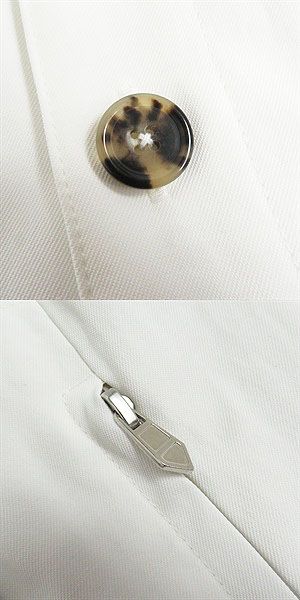 HERMES Long sleeve shirt Main: 54% rayon, Main: 46% cotton, Leather part: cowhide, Part: 100% cotton white mens 46 Used