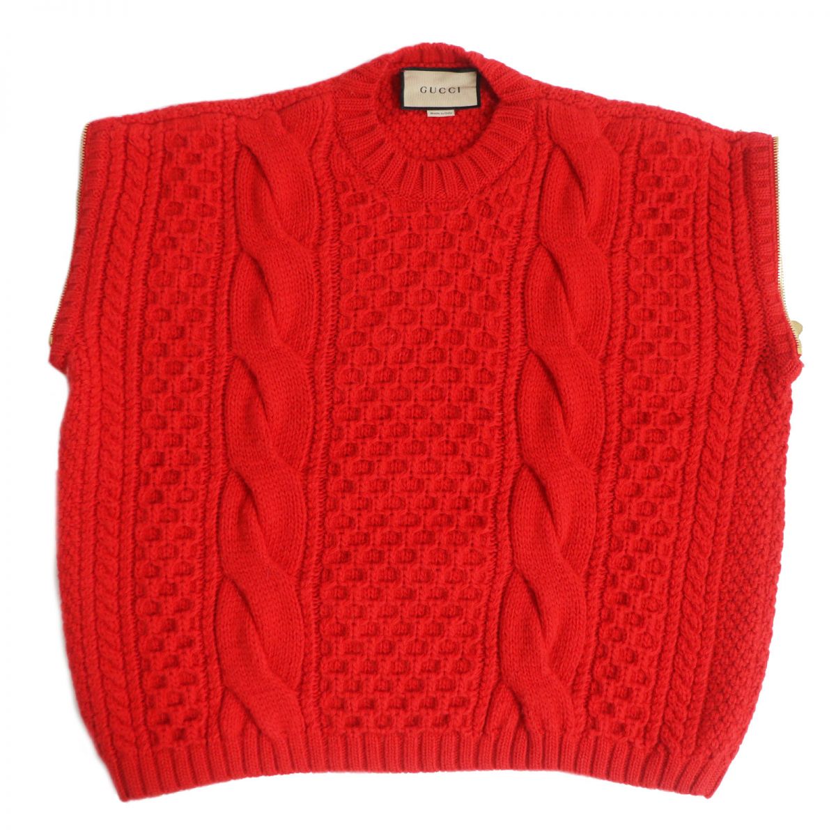 GUCCI knit Main: 100% wool, Part: 98% wool, Part: 1% polyurethane, Part: 1% nylon, Part: 100% polyester Red mens XS Used