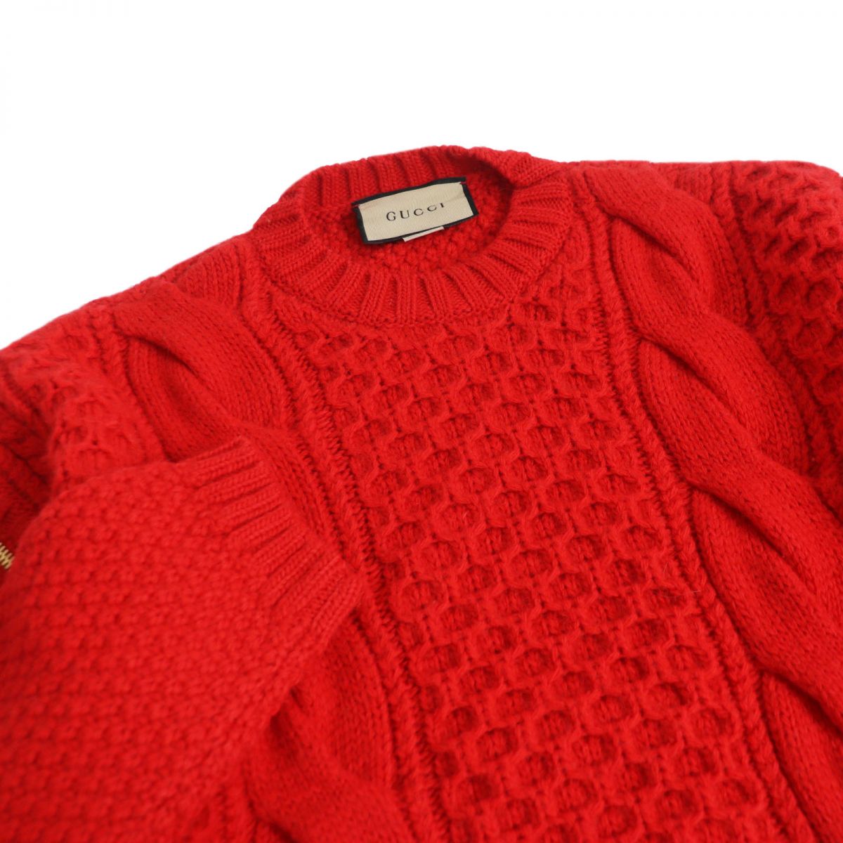 GUCCI knit Main: 100% wool, Part: 98% wool, Part: 1% polyurethane, Part: 1% nylon, Part: 100% polyester Red mens XS Used