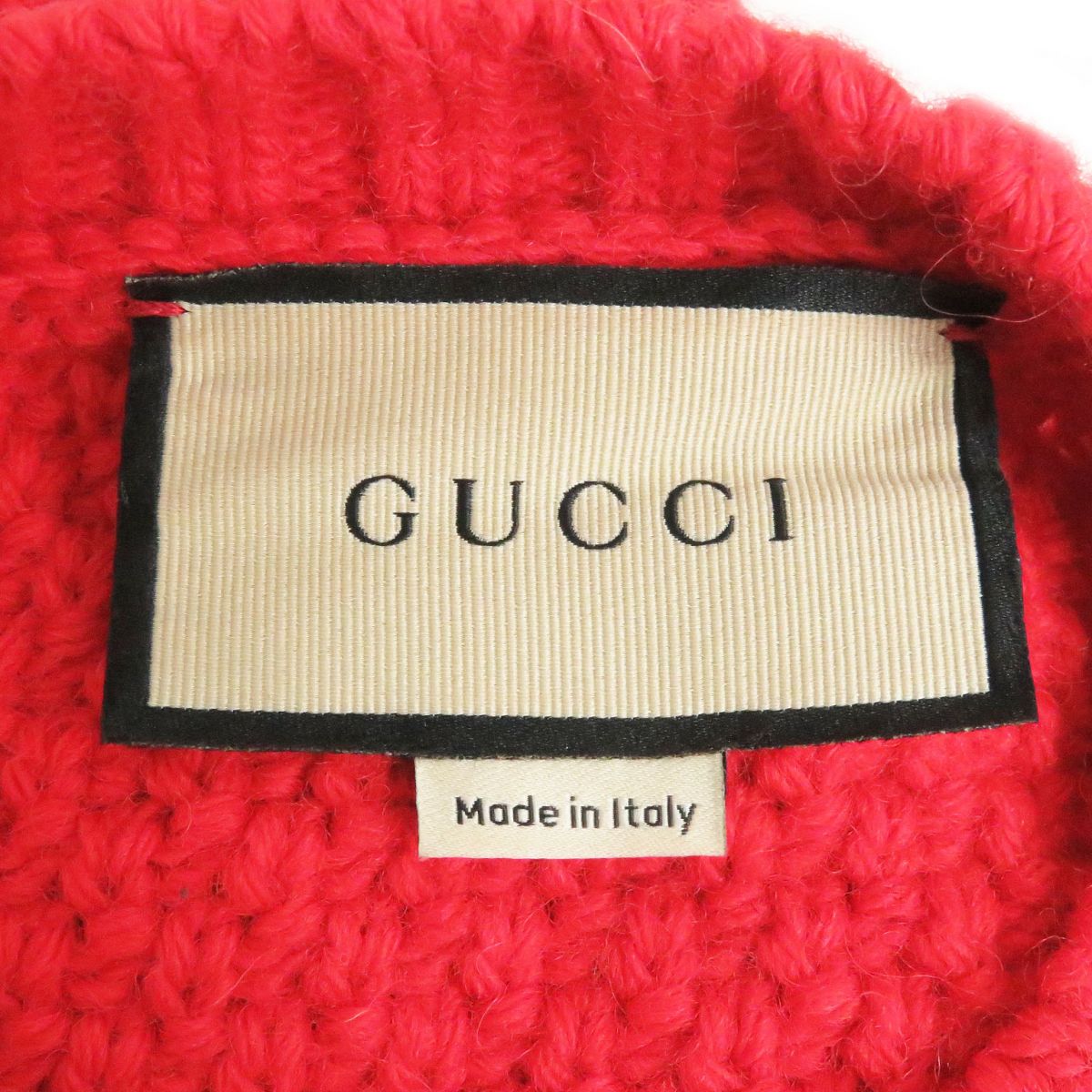 GUCCI knit Main: 100% wool, Part: 98% wool, Part: 1% polyurethane, Part: 1% nylon, Part: 100% polyester Red mens XS Used