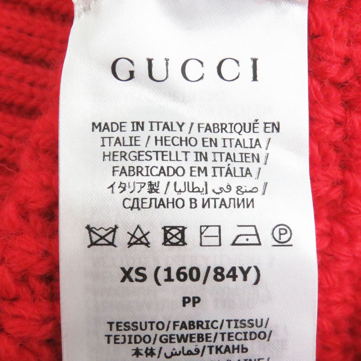 GUCCI knit Main: 100% wool, Part: 98% wool, Part: 1% polyurethane, Part: 1% nylon, Part: 100% polyester Red mens XS Used