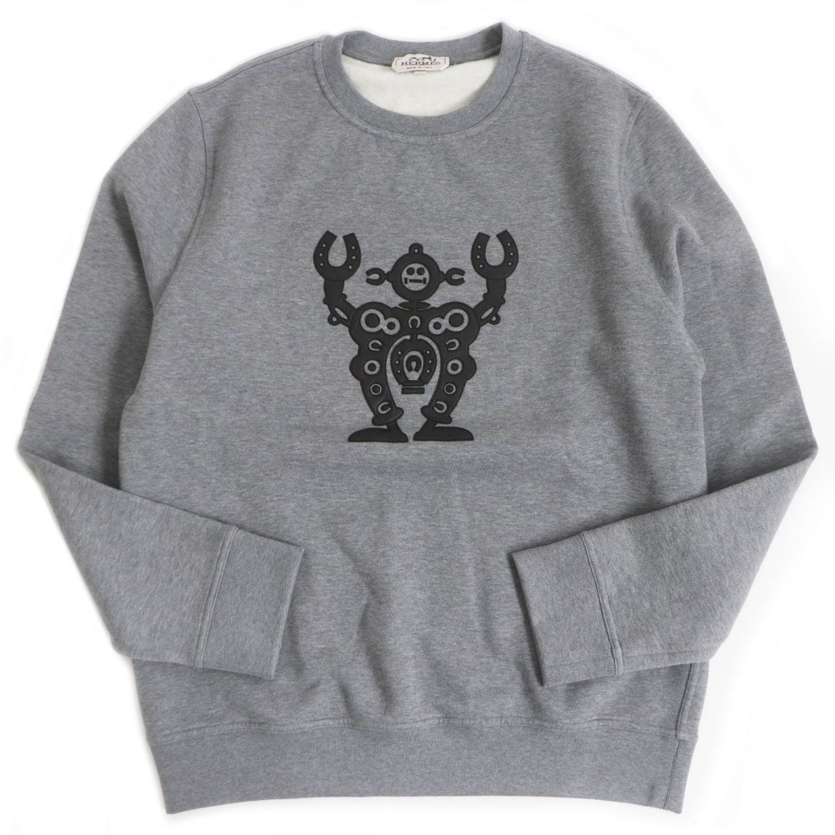 HERMES sweat Main: 100% cotton, Part: Sheepskin, Part: 90% cotton, Part: 10% polyurethane gray mens M Used