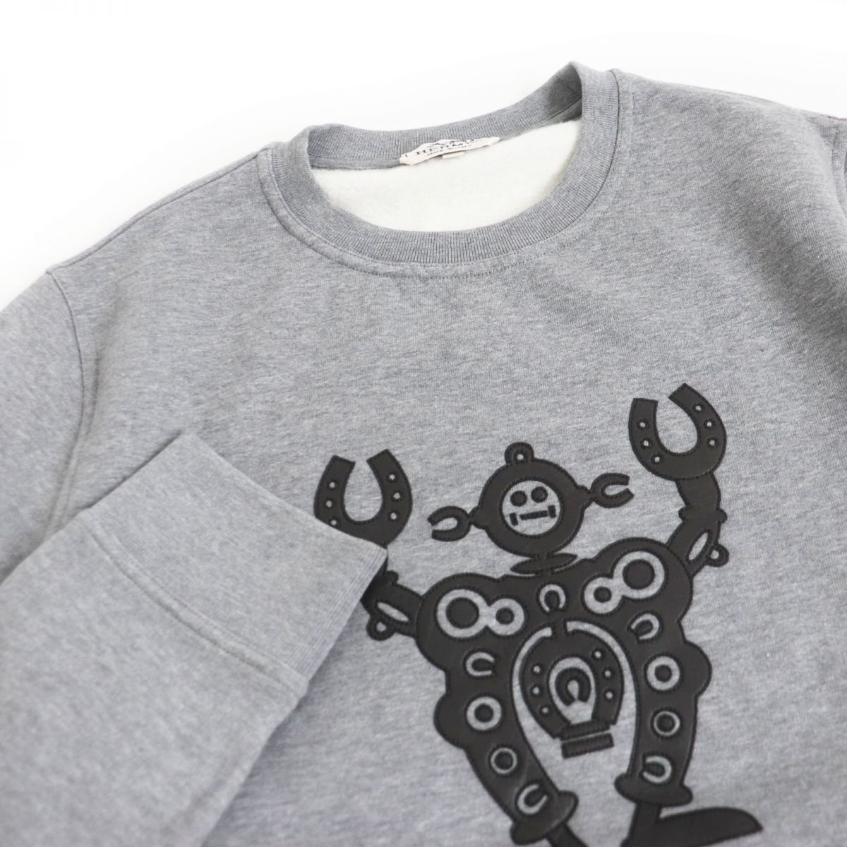 HERMES sweat Main: 100% cotton, Part: Sheepskin, Part: 90% cotton, Part: 10% polyurethane gray mens M Used
