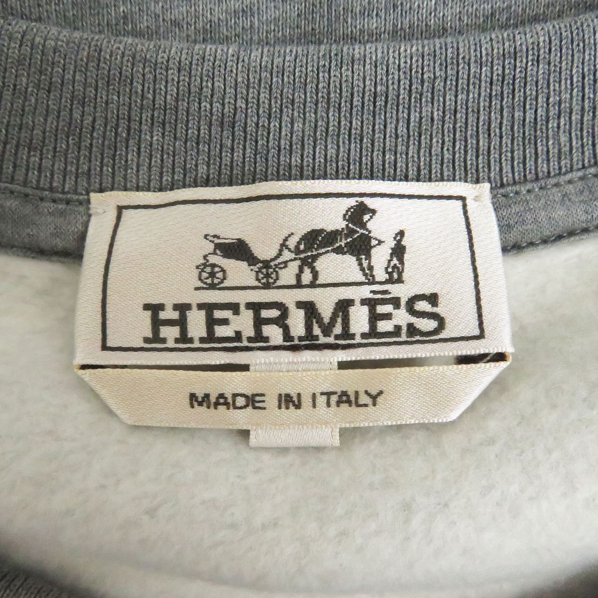 HERMES sweat Main: 100% cotton, Part: Sheepskin, Part: 90% cotton, Part: 10% polyurethane gray mens M Used