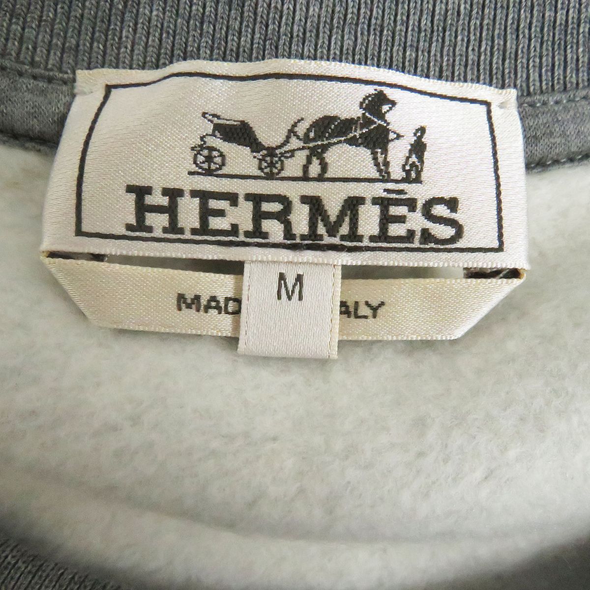 HERMES sweat Main: 100% cotton, Part: Sheepskin, Part: 90% cotton, Part: 10% polyurethane gray mens M Used