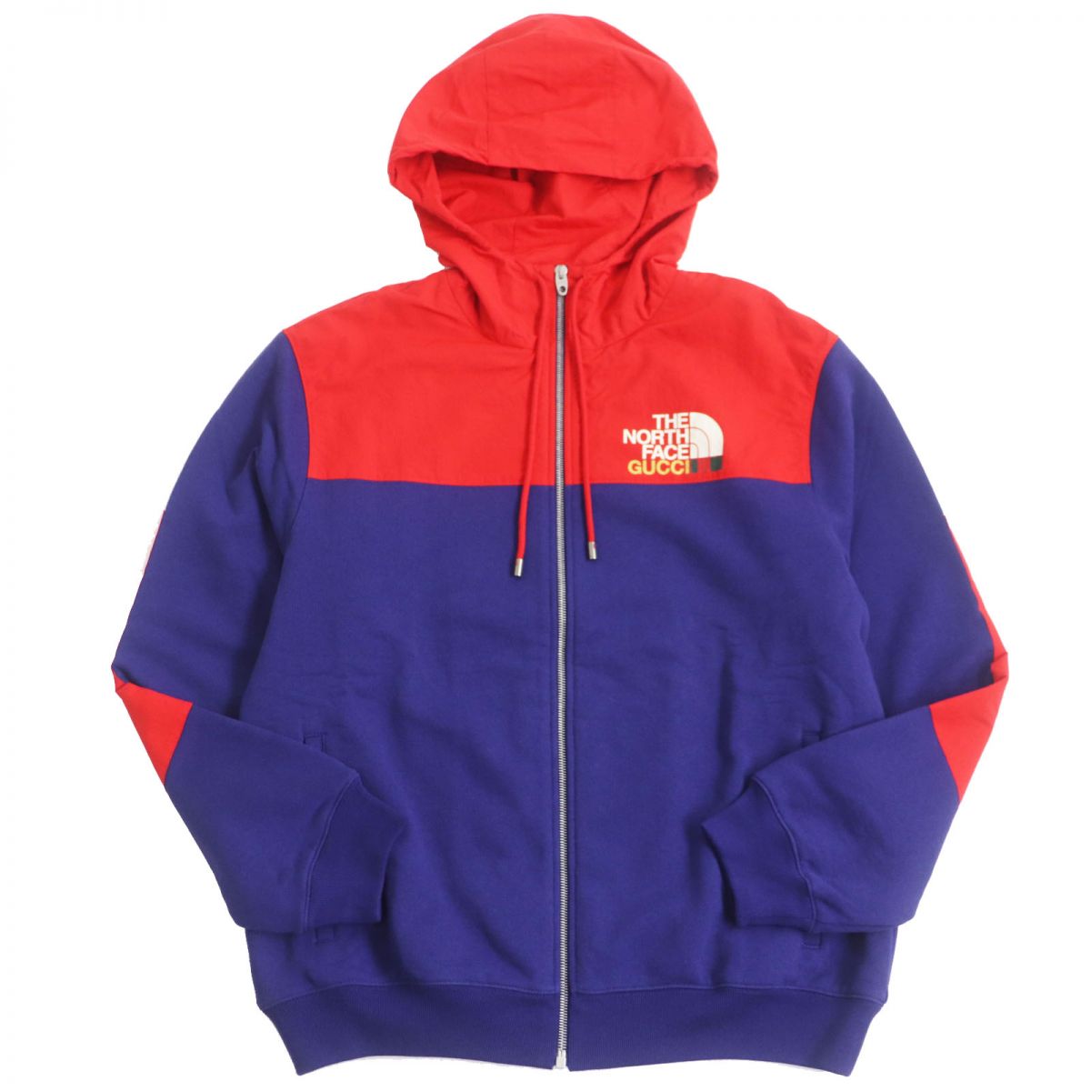 GUCCI Hoodie Outer material: 100% cotton, Outer material: 100% nylon Blue / red mens S Used