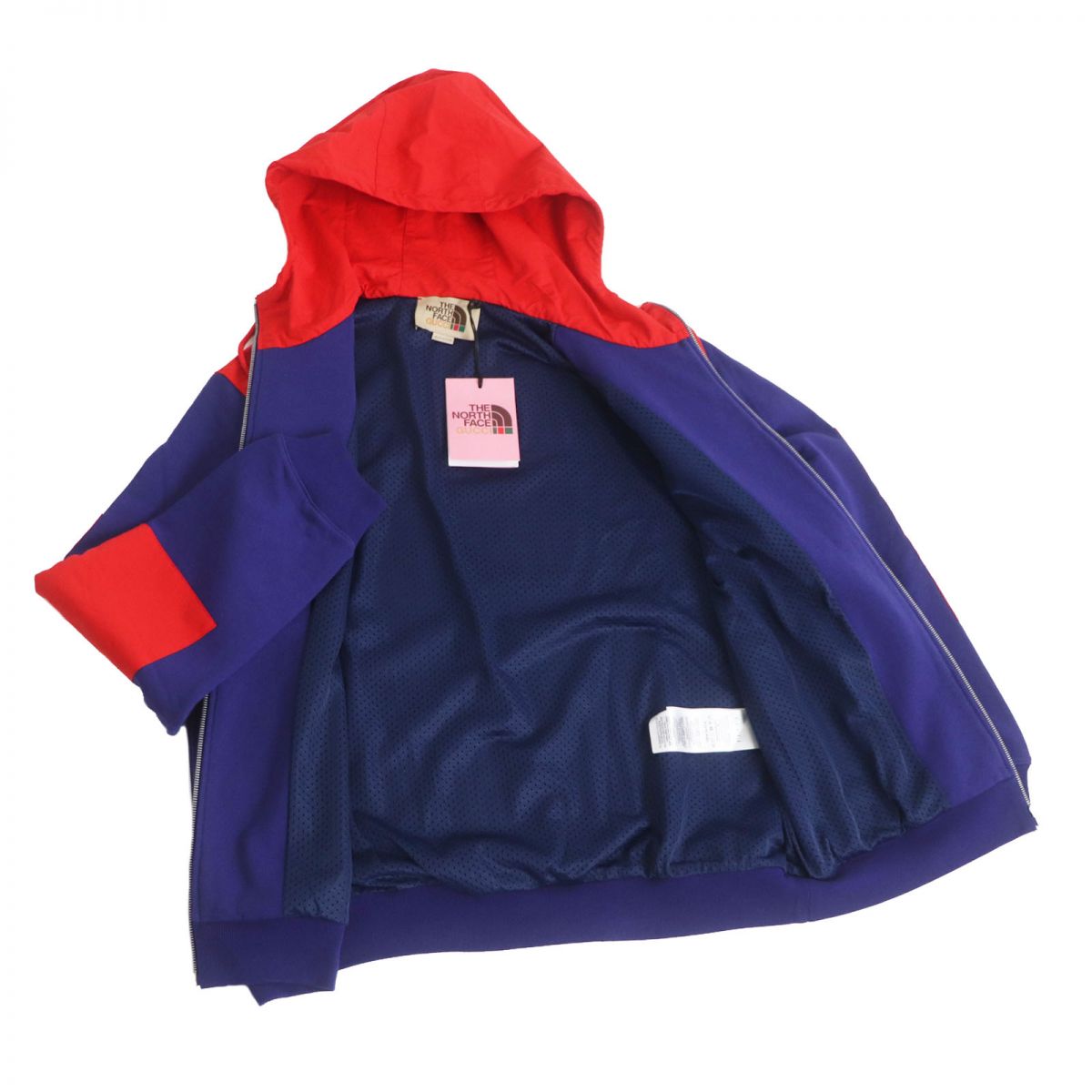 GUCCI Hoodie Outer material: 100% cotton, Outer material: 100% nylon Blue / red mens S Used