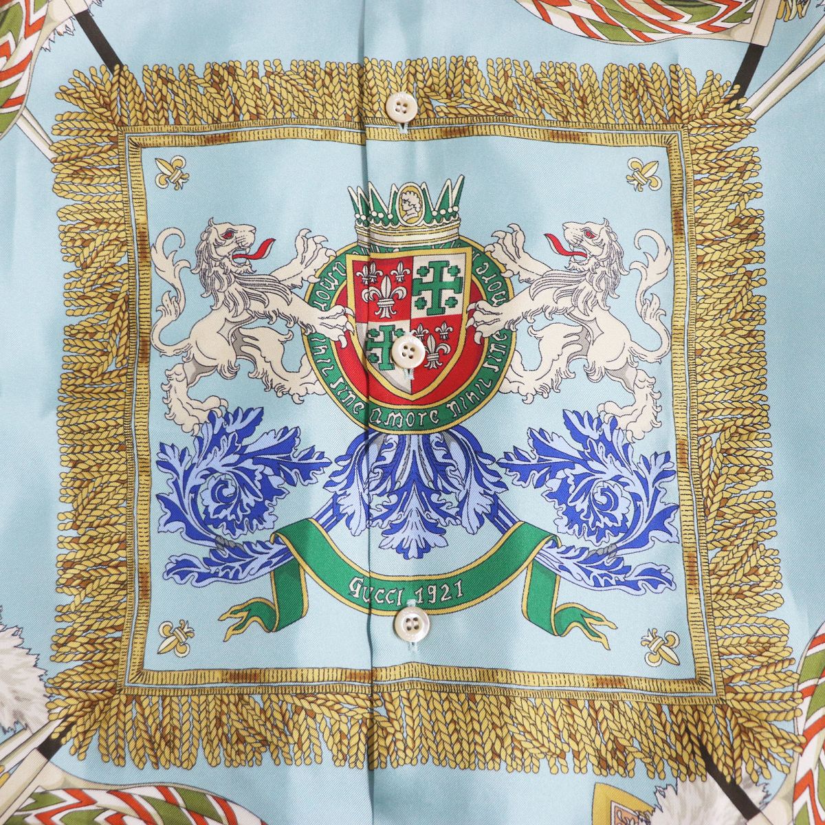 GUCCI Long sleeve shirt Main: 100% cotton, Part: 100% silk Light blue mens 46 Used