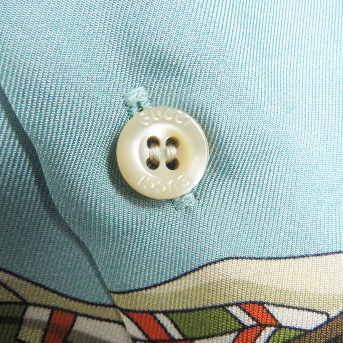GUCCI Long sleeve shirt Main: 100% cotton, Part: 100% silk Light blue mens 46 Used