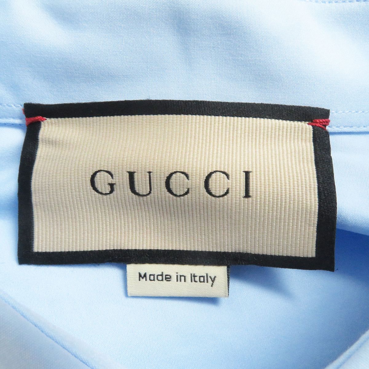 GUCCI Long sleeve shirt Main: 100% cotton, Part: 100% silk Light blue mens 46 Used