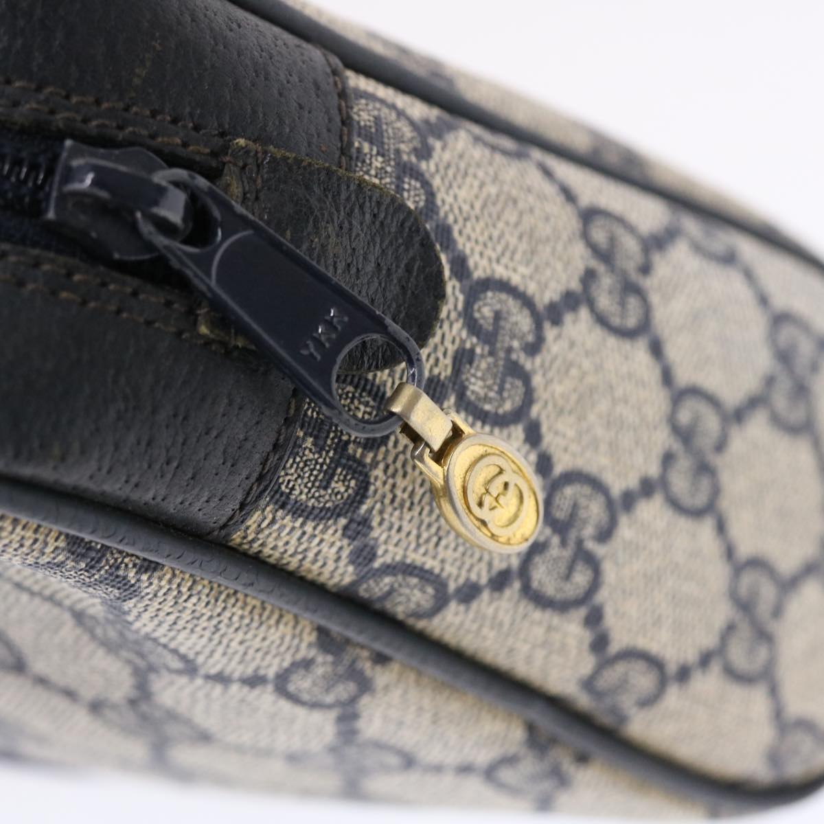 GUCCI GG Canvas Sherry Line Clutch Bag Gray Red Navy 14�E014�E3553  tb799