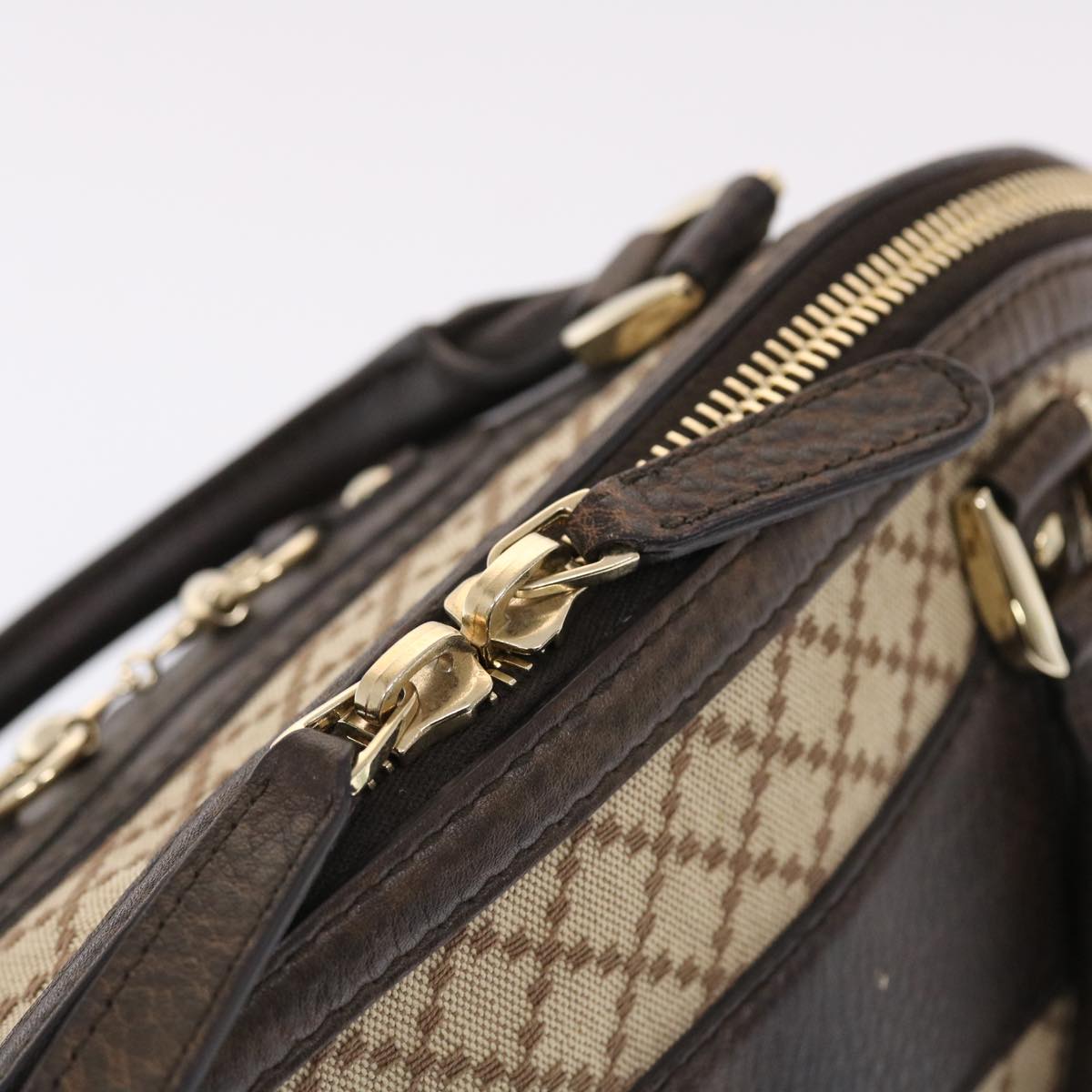 GUCCI Diamante Hand Bag Canvas Leather 2way Brown Beige 247286  tb817
