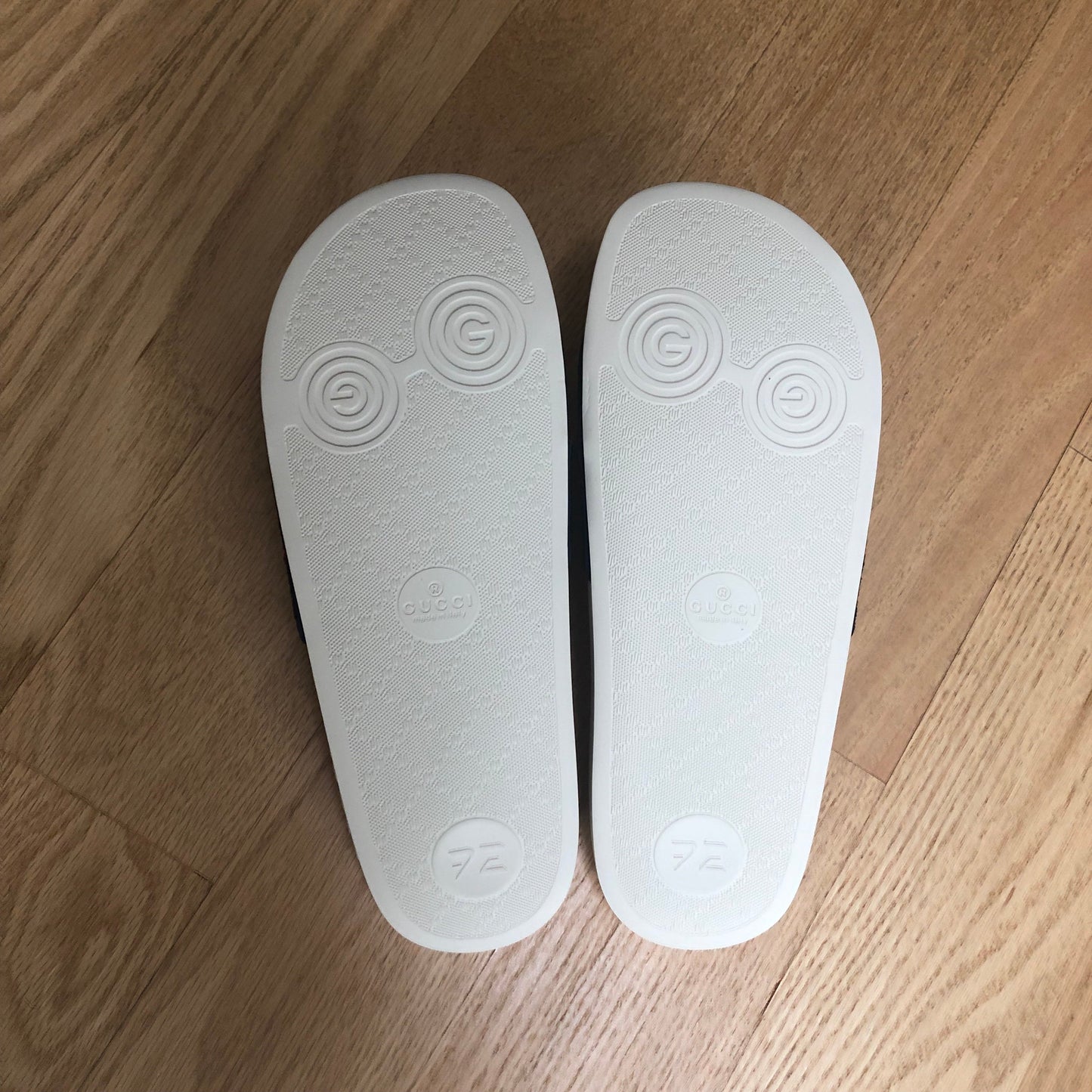 Gucci GG Monogram Velvet Slides in Navy and Red
