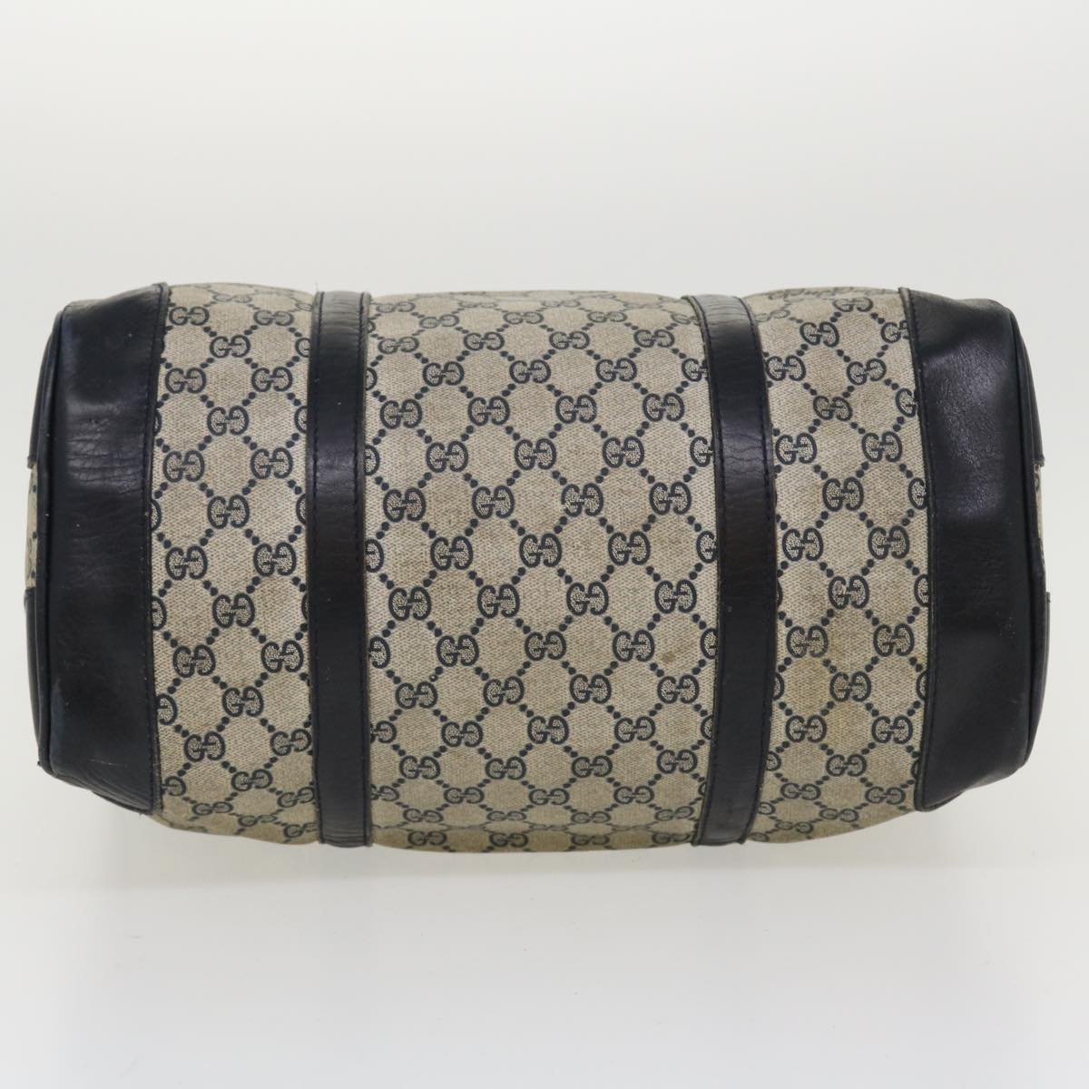 Gucci GG Canvas Boston Bag PVC Leather Gray Navy  th3293