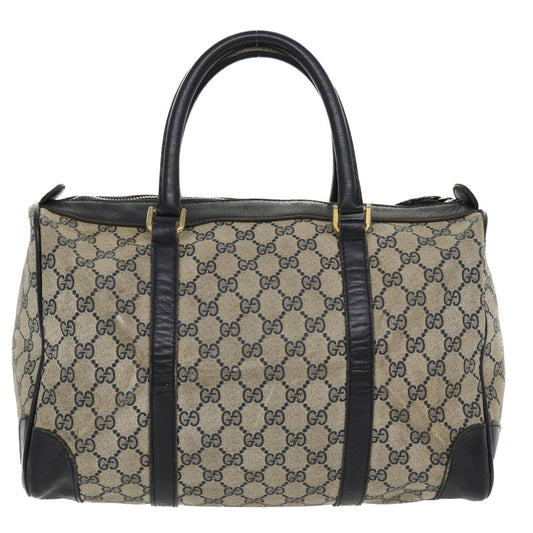 Gucci GG Canvas Boston Bag PVC Leather Gray Navy  th3293