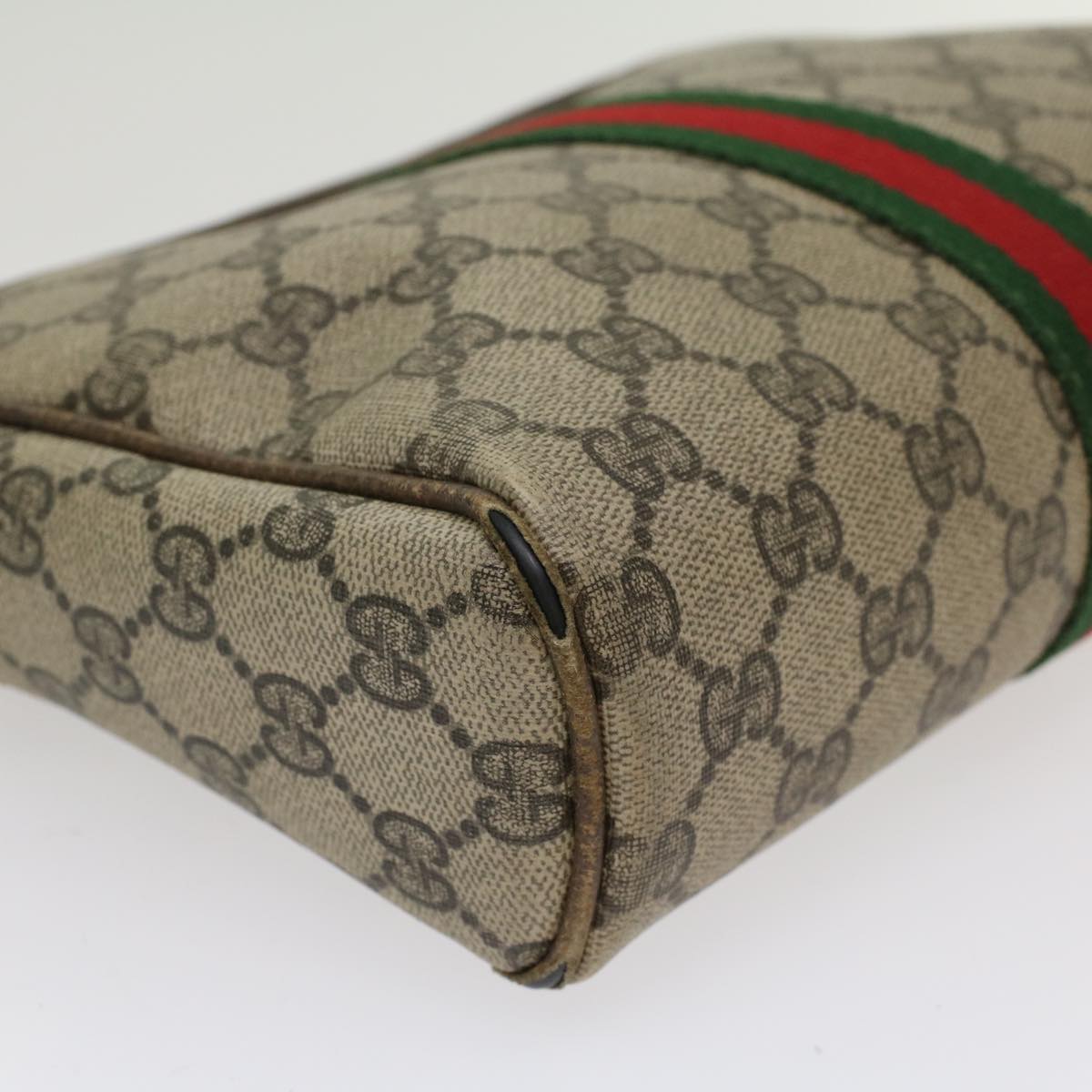 GUCCI GG Canvas Web Sherry Line Clutch Bag Beige Red 27004998  th3783