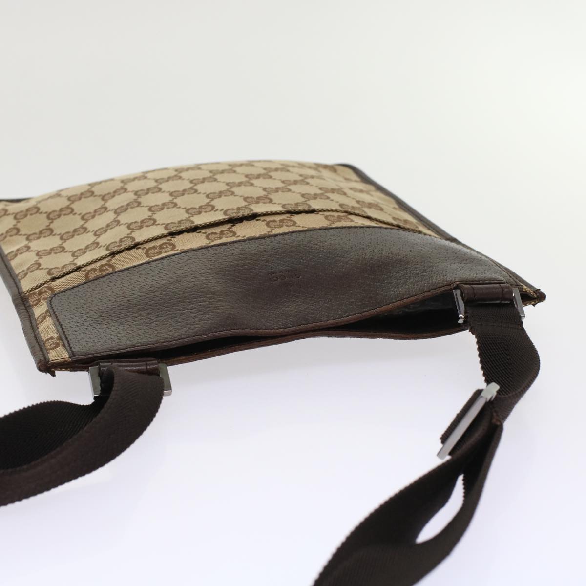 GUCCI GG Canvas Shoulder Bag Leather Beige 27639  th3823
