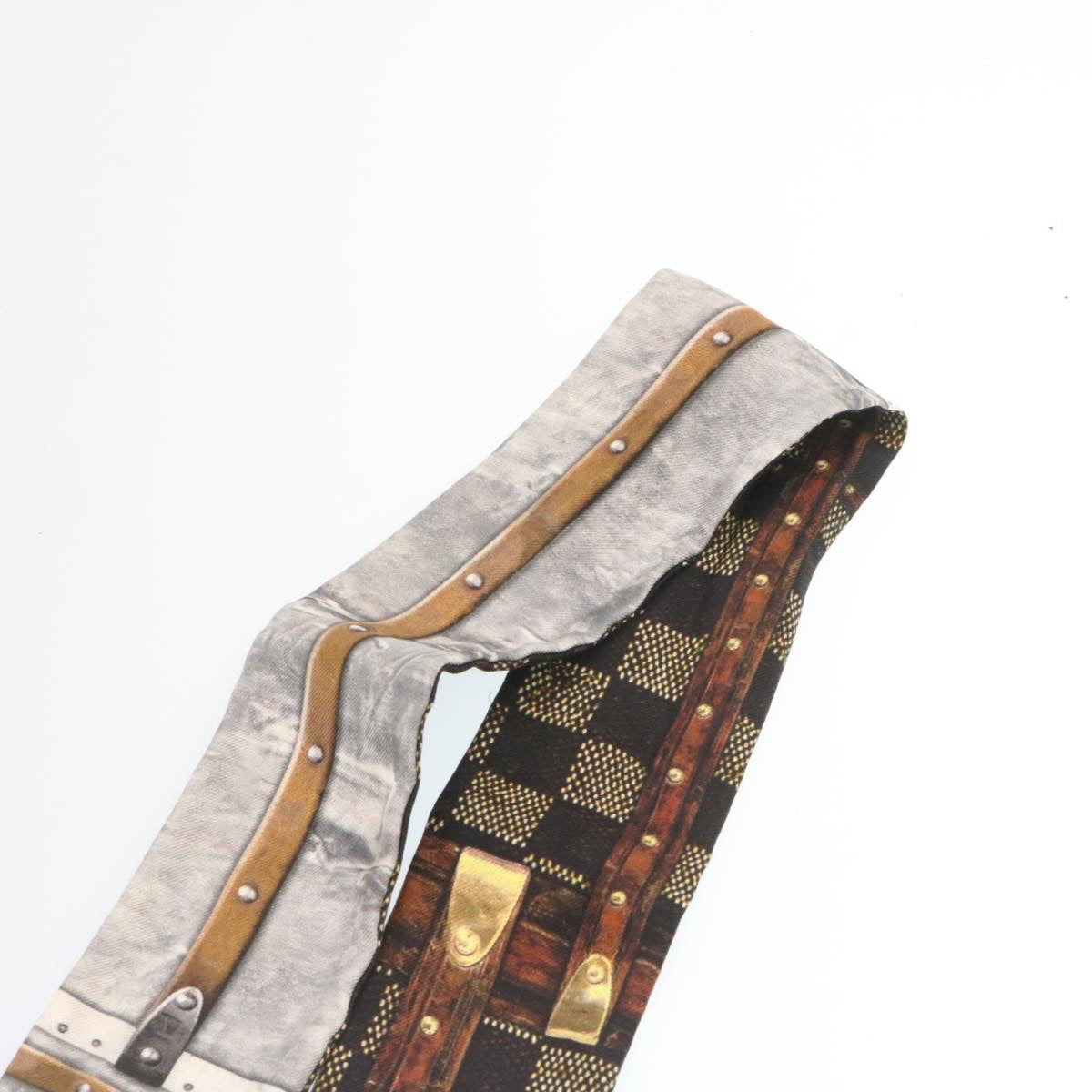 LOUIS VUITTON Bando Scarf Silk Black Gray LV Auth am2335s