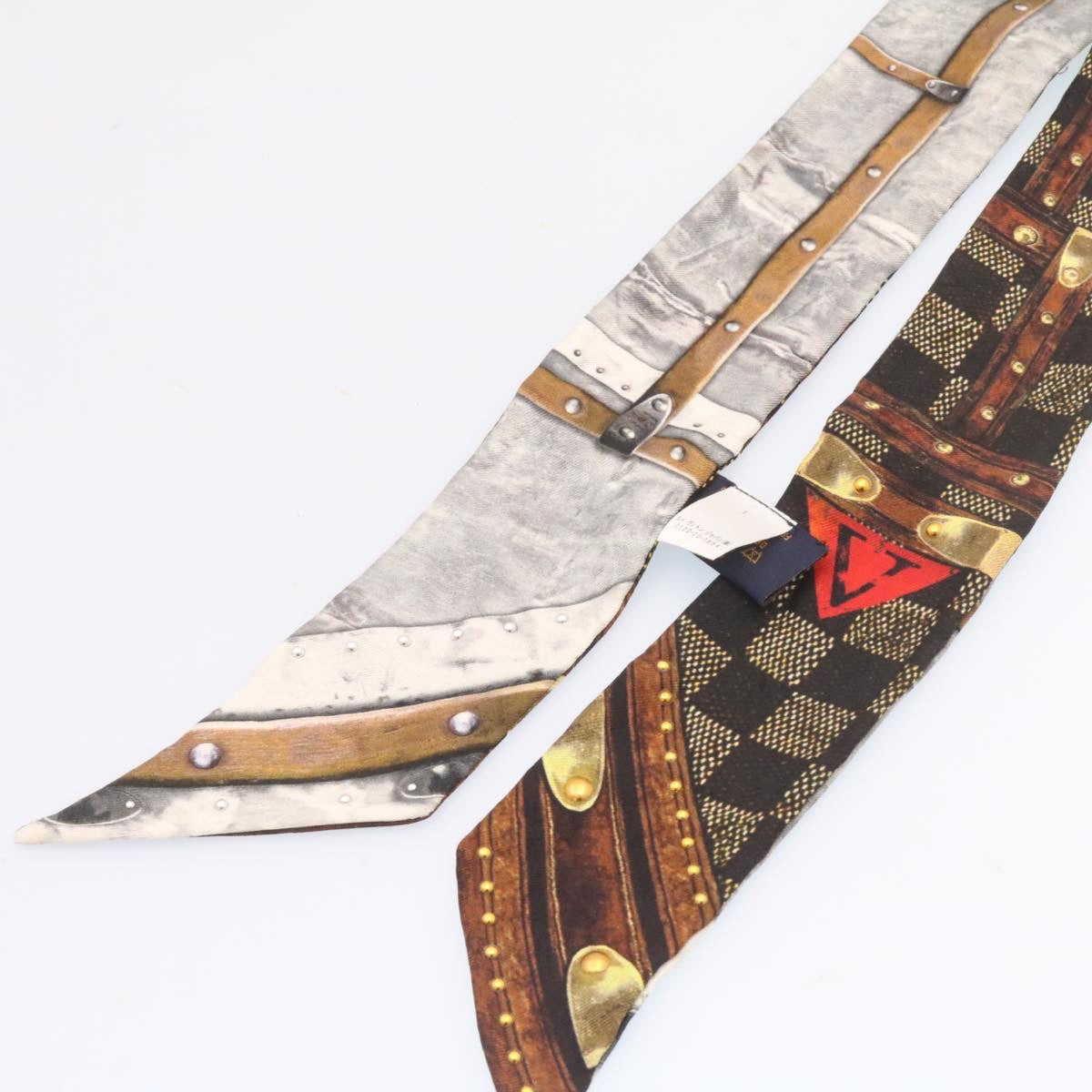 LOUIS VUITTON Bando Scarf Silk Black Gray LV Auth am2335s