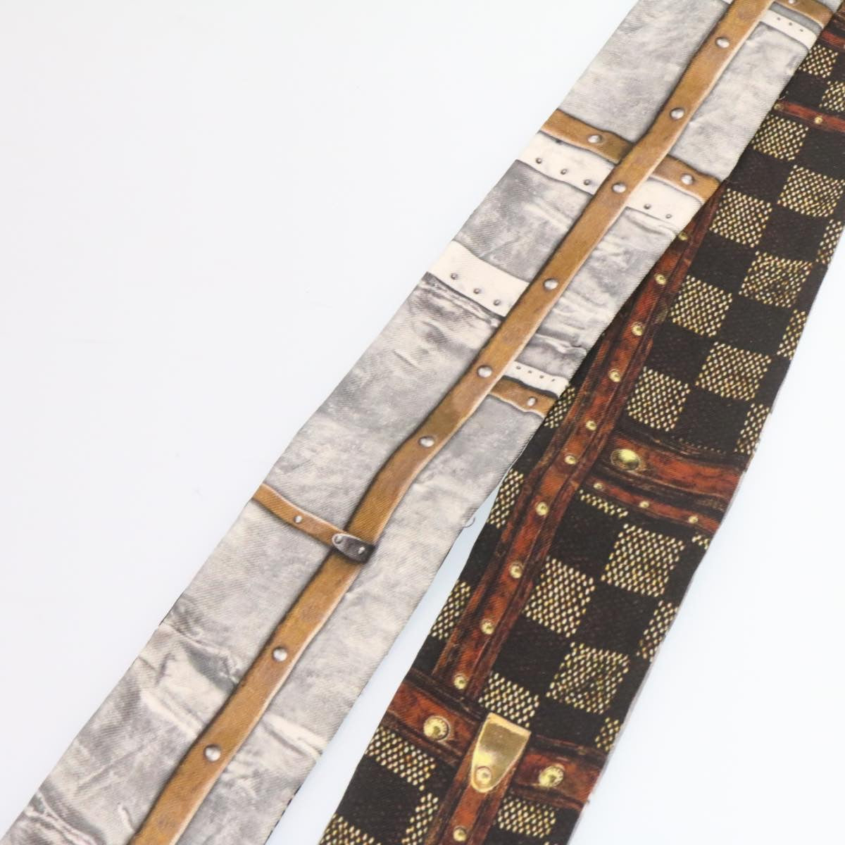 LOUIS VUITTON Bando Scarf Silk Black Gray LV Auth am2335s