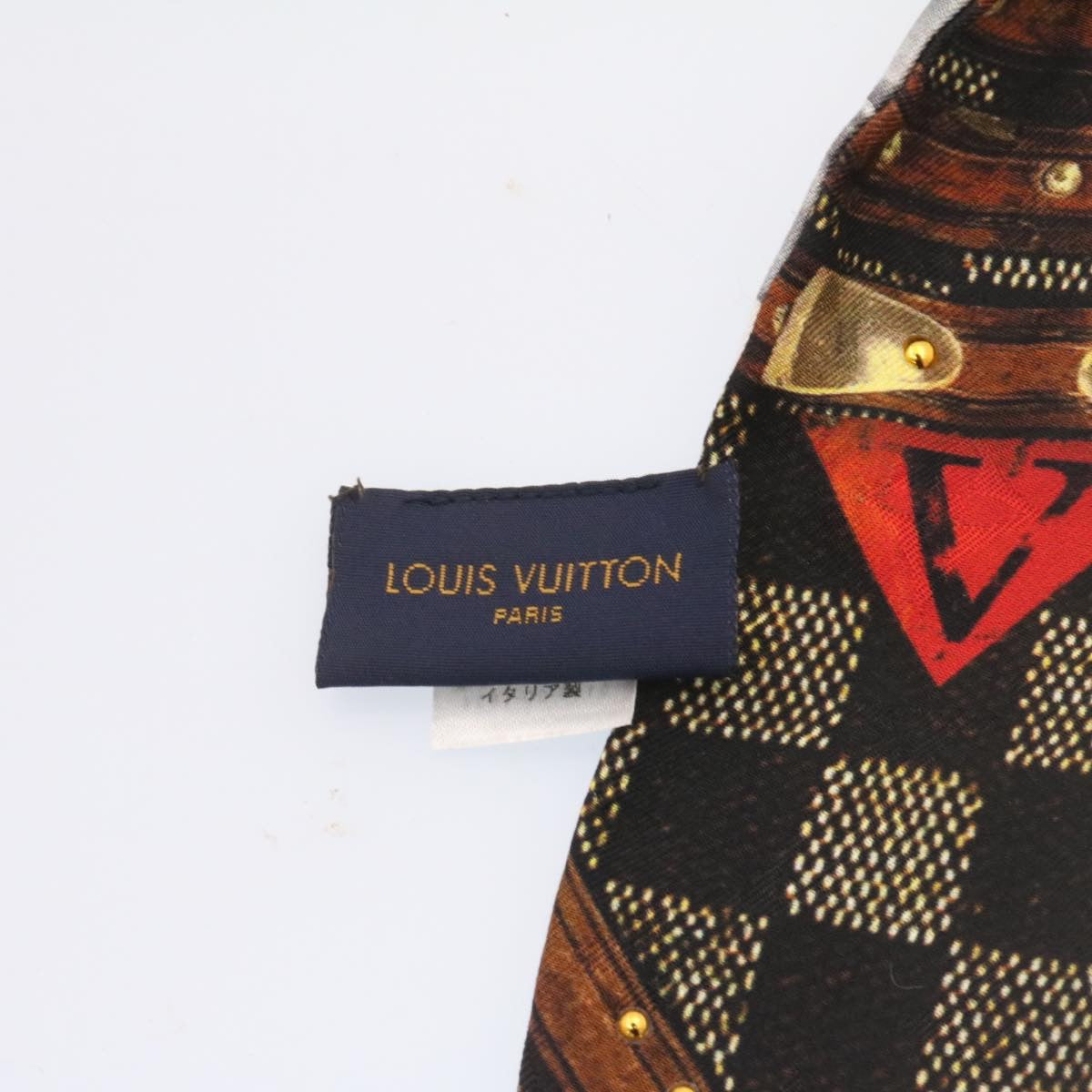 LOUIS VUITTON Bando Scarf Silk Black Gray LV Auth am2335s