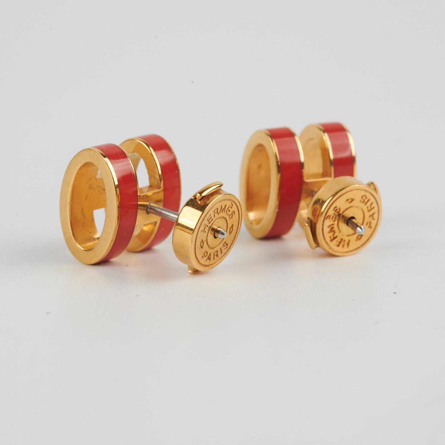 Hermes H Pop Earrings Orange