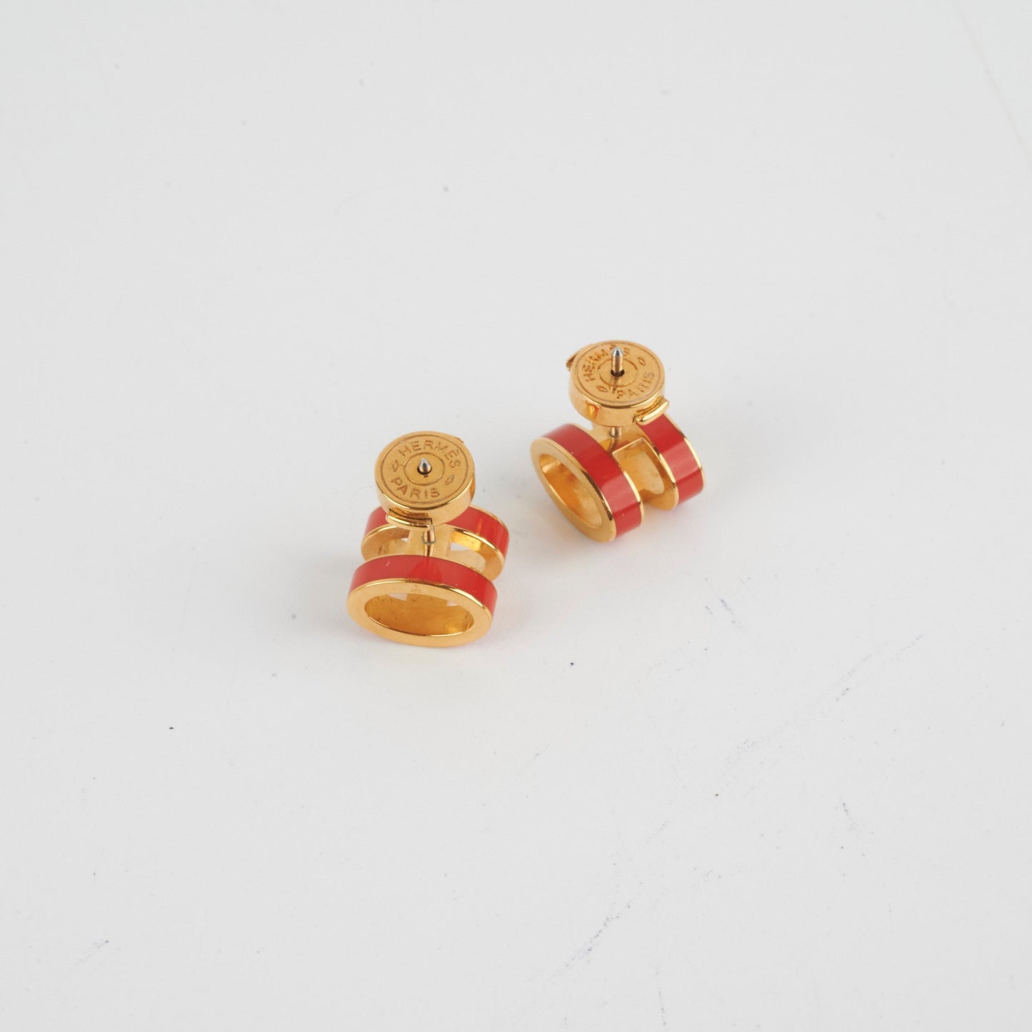 Hermes H Pop Earrings Orange