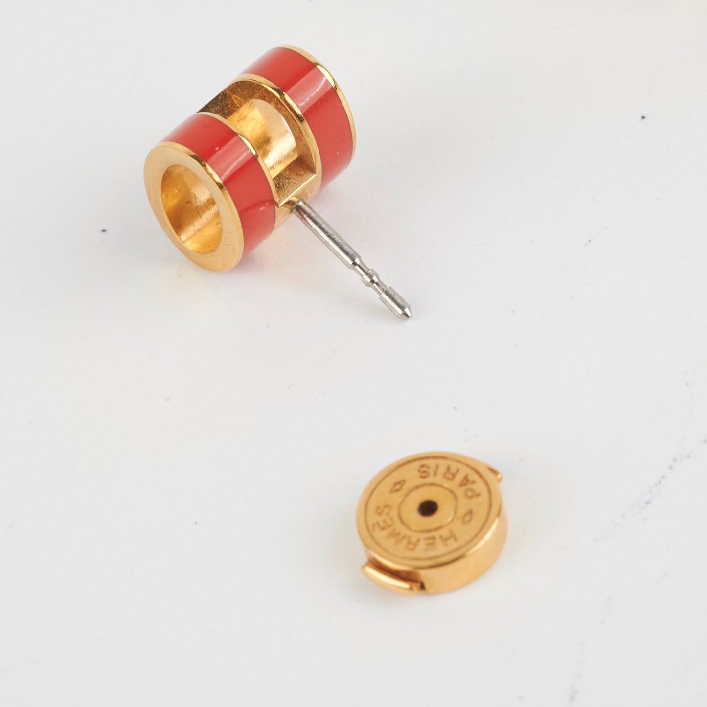 Hermes H Pop Earrings Orange