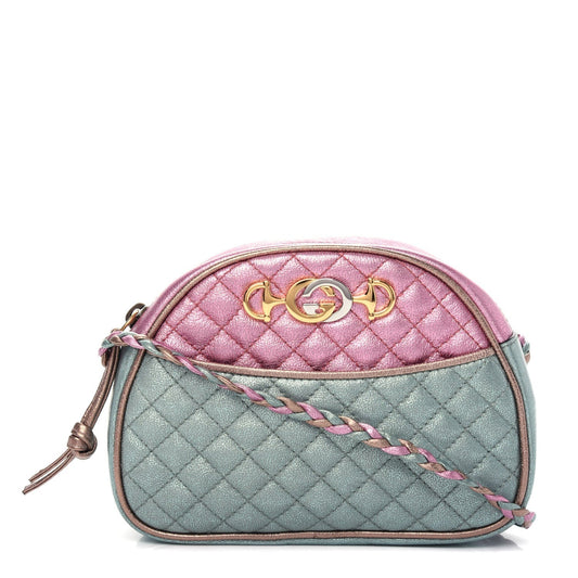 Gucci Quilted Trapuntata Crossbody Bag in Pink and Blue