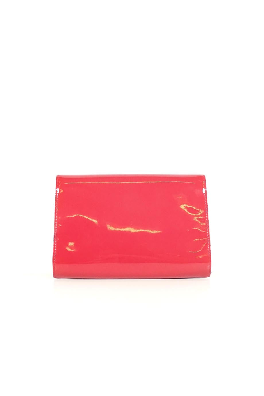 LOUIS VUITTON Gold Logo Buckle Patent Leather Clutch Bag