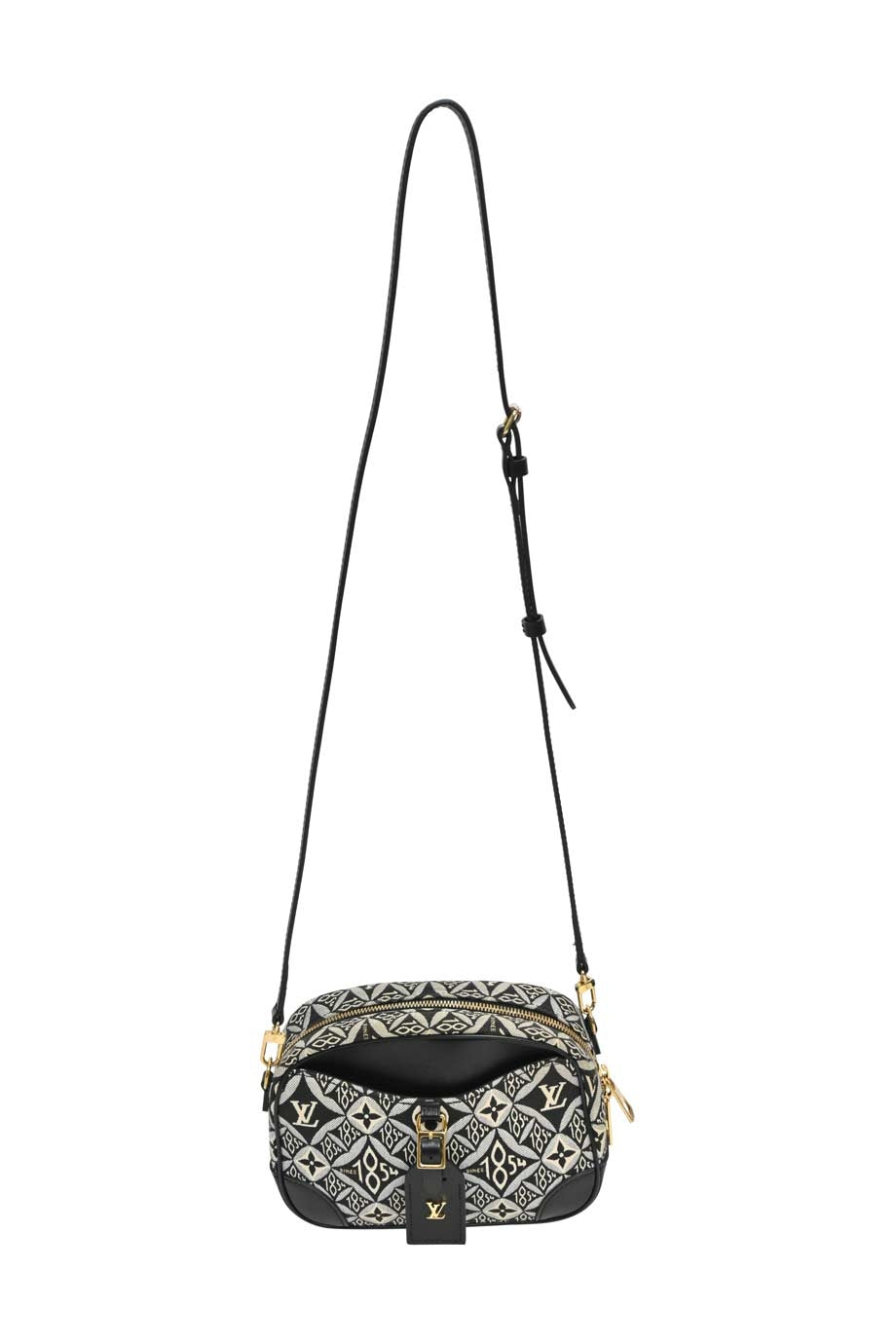 LOUIS VUITTON Black canvas and leather limited edition Since 1854 jacquard Deauville mini camera bag with detachable strap