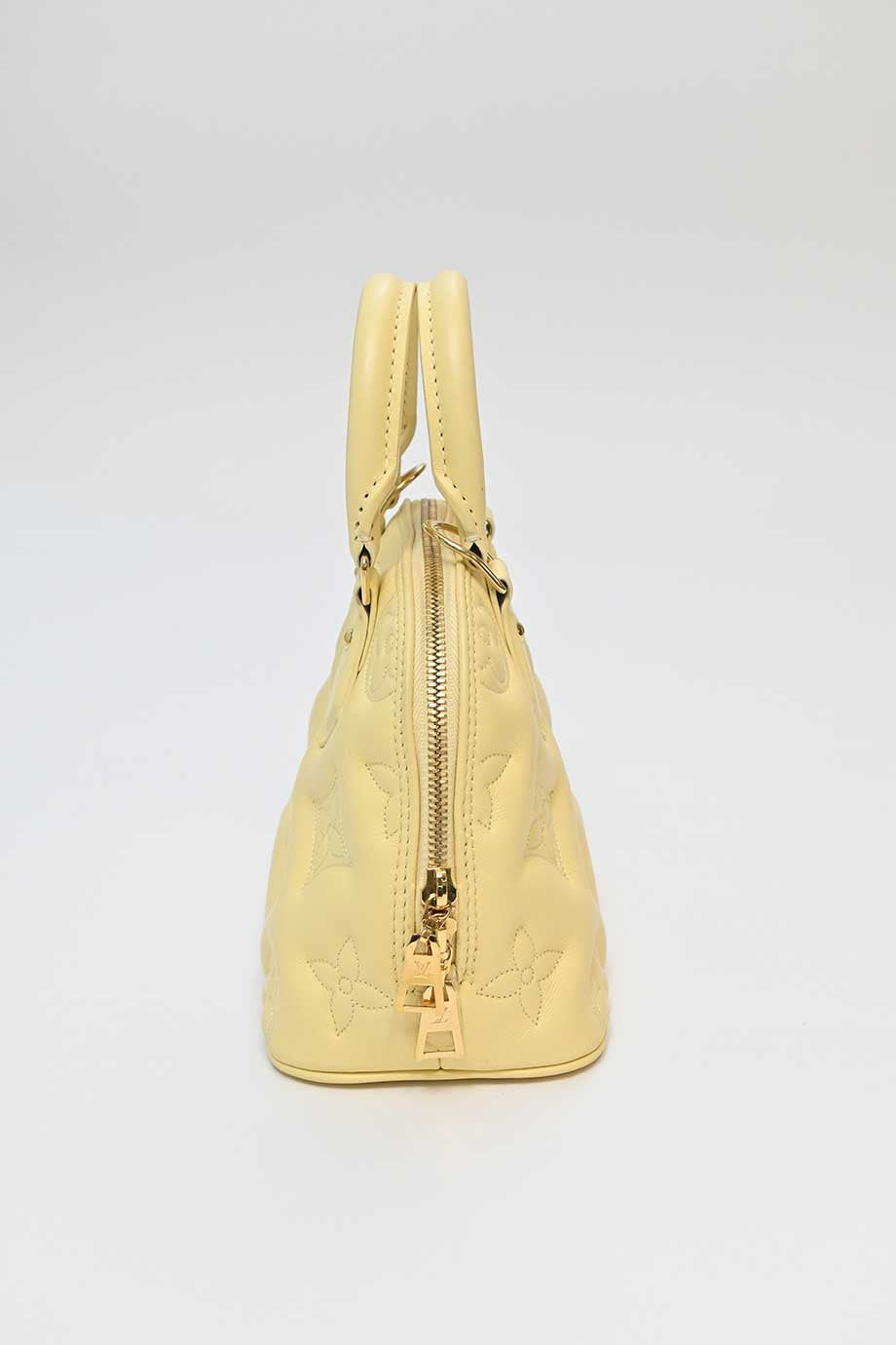 LOUIS VUITTON Banane' bubblegram Alma BB bag with detachable strap & gold metallic hardware