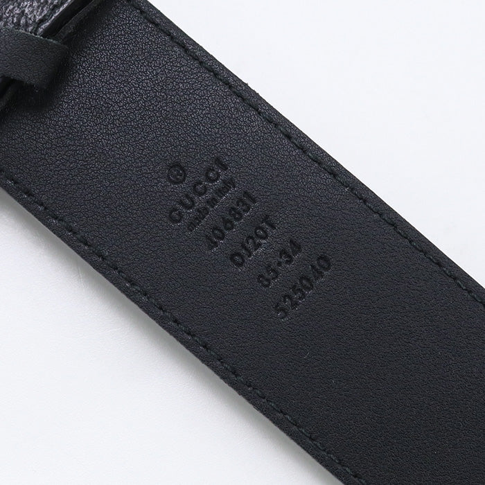 GUCCI 406831 DJ20T 1000 belt Double G Wide belt leather/metal black mens