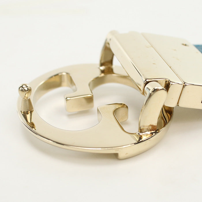 GUCCI 450000 CAO2G belt Interlocking G belt Reversible wide belt leather black.Turquoise mens