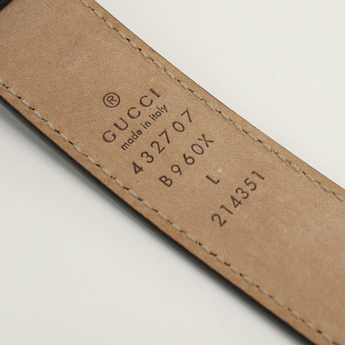 GUCCI 432707 B960X 1000 belt double G slim belt leather black unisex