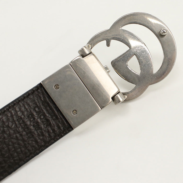 GUCCI 643847 CAO2N belt Double G reversible Slim belt leather black mens