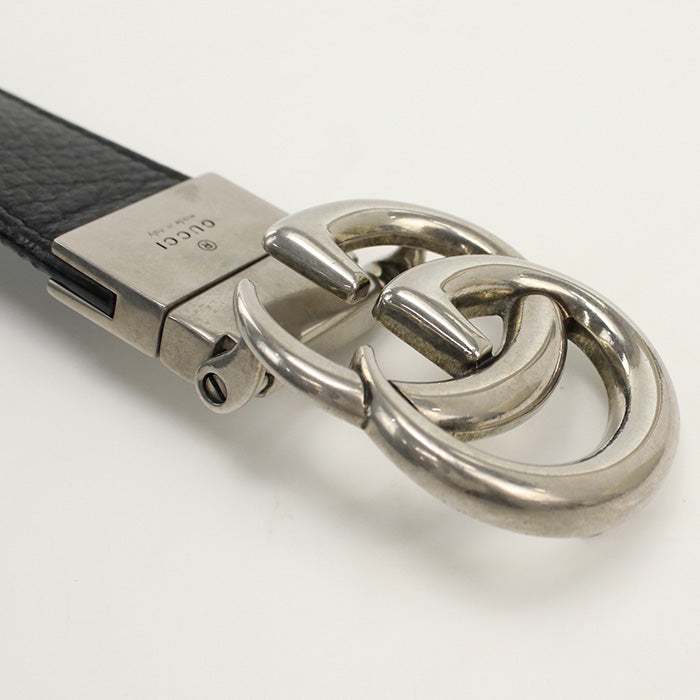 GUCCI 643847 CAO2N belt Double G reversible Slim belt leather black mens
